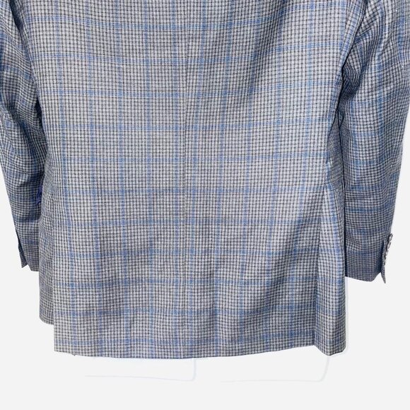 DKNY Mens M Blazer Gray Black Windowpane Plaid Suit Jacket - Picture 8 of 12